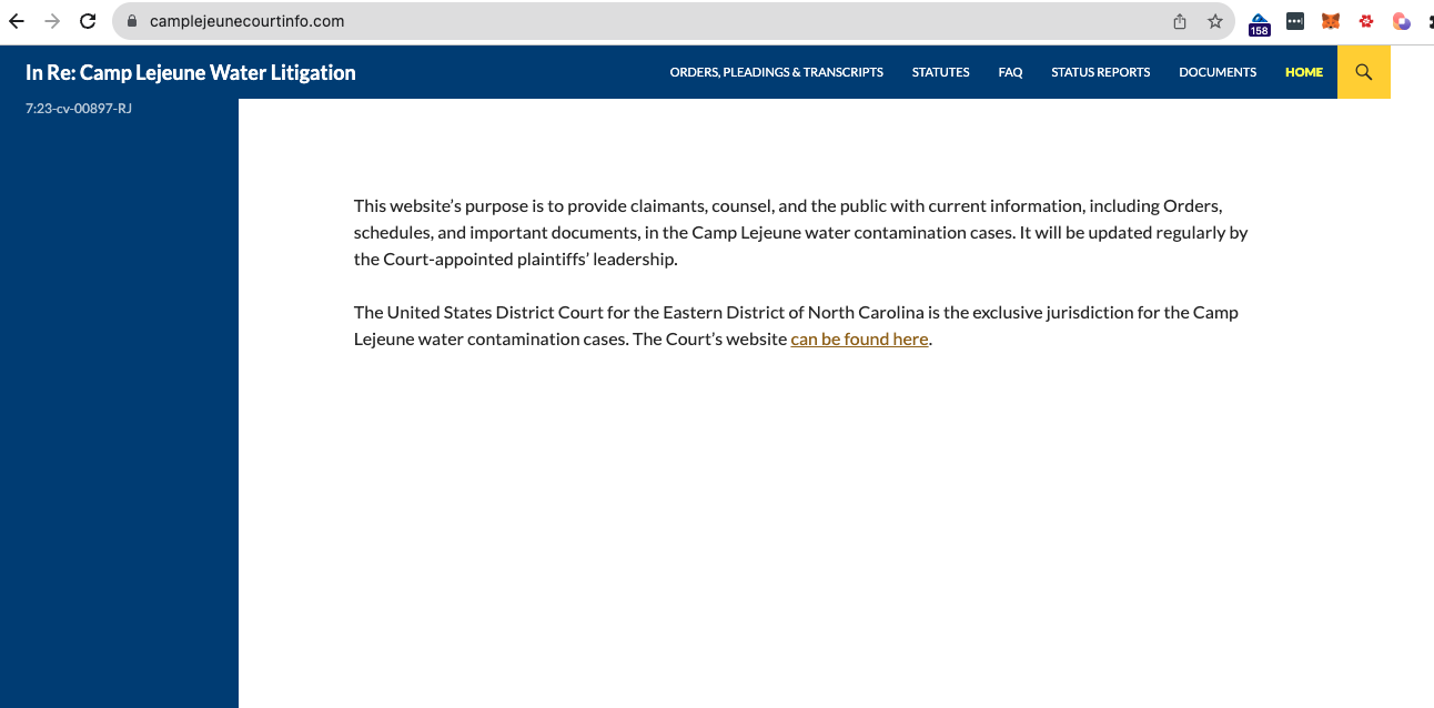 New Website Launched by Camp Lejeune Plaintiffs Leadership Attorneys To Provide Case Updates
